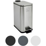 St5 poubelle � p�dale 5l incl. seau int�rieur softclose rectangulaire argent� - svita