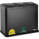 Svita tc3x15 poubelle de cuisine 45l syst�me de s�paration des d�chets poubelle � p�dale poubelle noir ...