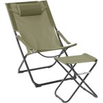 Svita - tomra chaise longue avec tabouret chaise de plage pliante chaise de camping oreiller vert