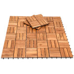 Swanew 11x dalles de terrasse en bois d'acacia pour 1m 30 x 30 cm jardin extrieur systme d?embotement ...