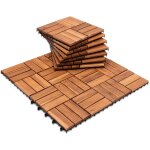 Swanew 22x dalles de terrasse en bois d'acacia 2m dalle clipsable 30x30cm revtement de sol extrieur ...