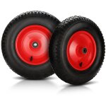 Swanew 2x roue de brouette pneumatique avec axe roue de rechange 390mm chariot de jardin charrette 120 ...
