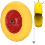 Swanew 480 / 400 - 8 roue de brouette en pu avec pneumatiques roue de secours avec axe axe  390 mm pour ...