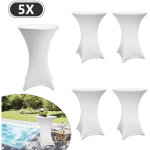 Swanew lot de 5 housses blanches pour table haute pliante 105 cm, blanc, � 80 - 85 cm