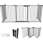 Swanew - barriere de securite avec 5 pans noir protection chemine pare - feu de chemine 310x75cm barrire ...