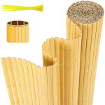 Swanew - canisse en pvc couleur bambou double face, 90% d'occultation, h. 120 cm x l. 800 cm