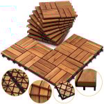 Swanew dalles de terrasse en bois d'acacia mosaque 30 x 30 cm 1m 11er set systme d'embotement mosaque ...