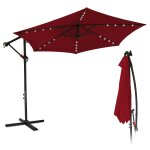 Swanew - parasol 3m avec led parasol ampli de jardin terrasse uv30 + parasol de march, rouge