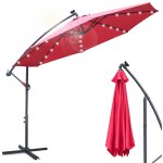 Swanew - parasol avec led 350 cm avec protection uv 30 + manivelle pliable alu rond balcon terrasse parasol ...