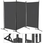 Swanew - paravent 360� s�paration de pi�ce rabattable mur espagnol terrasse cloison 3 pi�ces anthracite ...