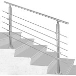Rampe d'escalier acier inoxydable main courante balustrade garde - corps argent 120 cm 5 crossbars