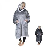 Sweat � capuche, plaid, couverture, pull - sherpa et flanelle - adulte - gris clair - vivezen