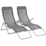 Lot de 2 bains de soleil pliants - levito gris anthracite - transats textil�ne 2 positions. chaises longues ...