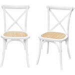 Sweeek - lot de 2 chaises de bistrot en bois d'hva blanc. vintage. assise en rotin. empilables