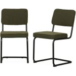 Sweeek - lot de 2 chaises cantilever bouclette textur�e verte. maja. l46 x p54. 5x h84. 5cm