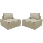 Sweeek - lot de 2 chauffeuses pour canap modulable tissu capitonn polyester beige