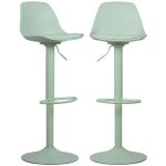 Sweeek - lot de 2 tabourets de bar r�glables 61. 5 / 83. 5cm - noah - simili cuir vert c�ladon - hauteur ...