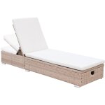 Bain de soleil. r�sine tress�e. coussins polyester beige. multi - position. olbia l195 x p65 x h32 / ...