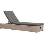 Bain de soleil. r�sine tress�e. coussins polyester gris. multi - position. olbia l195 x p65 x h32 / 97cm ...