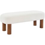 Sweeek - banc / bout de lit. pieds en bois d'hévéa et tissu bouclette Sweeek - banc / bout de lit. pieds en bois d'hévéa et tissu bouclette