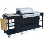 Barbecue. cuisine ext�rieure gaz - d'artagnan - barbecue 5 br�leurs dont 1 feu lat�ral. inox et noir. ...