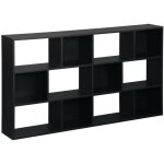 Sweeek - biblioth�que design asym�trique noire. pieter. 3 �tag�res. 12 compartiments de rangement