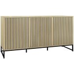Buffet style contemporain avec 3 portes effet bois rainuré ouverture par pression. buffet bas. piètement ... Buffet style contemporain avec 3 portes effet bois rainuré ouverture par pression. buffet bas. piètement ...