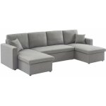 Sweeek - canap panoramique convertible en tissu. 4 places. coffre rangement. lit modulable polyester ...