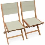 Sweeek - chaises de jardin en bois et textilne - almeria gris taupe - 2 chaises pliantes en bois d'eucalyptus ...