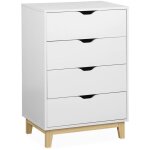 Sweeek - commode blanche scandinave - floki - chiffonnier avec pieds en bois de sapin. 4 tiroirs. 60x40x90cm ...
