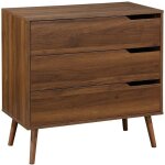 Sweeek - commode dcor bois de noyer. 3 tiroirs. pieds en pin massif
