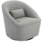 Sweeek - fauteuil pivotant 360� en tissu gris clair. avec coussin lana l 80 x p 73 x h77cm
