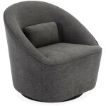 Sweeek - fauteuil pivotant 360� en tissu gris fonc� avec coussin. lana l 80 x p 73 x h77cm