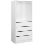 Sweeek - module dressing avec 4 tiroirs et 1 penderie blanc. panneaux stratifiés Sweeek - module dressing avec 4 tiroirs et 1 penderie blanc. panneaux stratifiés