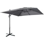 Parasol d�port� carr� 3x3m haut de gamme - falgos - gris - parasol excentr� inclinable. rabattable et ...