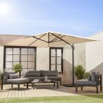 Parasol d�port� rectangulaire beige 3x4m + dalles � lester 50x50cm