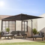 Parasol d�port� rectangulaire gris 3x4m + dalles � lester 50x50cm
