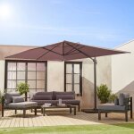 Parasol d�port� rectangulaire taupe 3x4m + dalles � lester 50x50cm