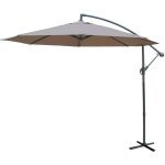 Parasol d�port� rond �300cm - hardelot - taupe - manivelle anti - retour toile d�perlante facile � utiliser ...