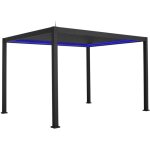 Pergola bioclimatique �lectrique 3x4m. aluminium. � lames orientables avec �clairage led