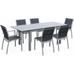 Salon de jardin table extensible - chicago 210 - table en aluminium 150 / 210cm avec rallonge et 6 assises ...