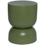 Table d'appoint. bout de canap�. table de chevet en m�tal. vert kaki madi �32 x h 42cm