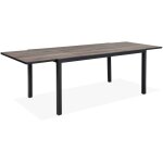 Table de jardin nashville extensible 160 / 240cm 8 places plateau effet bois fonc� structure aluminium ...