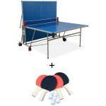 Table de ping pong outdoor bleue - table pliable avec 4 raquettes et 6 balles. pour utilisation extrieure. ...