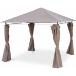Sweeek - tonnelle 3x3 m - elusa - toile taupe - pergola avec rideaux. tente de jardin. barnum. chapiteau. ...
