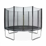 Trampoline rond  370cm gris avec son filet de protection - saturne - trampoline de jardin 370 cm 3m ...