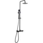 Colonne de douche avec mitigeur mécanique + douche de tête 200mm + douchette 3 jets, noir mat (satsspkc) ... Colonne de douche avec mitigeur mécanique + douche de tête 200mm + douchette 3 jets, noir mat (satsspkc) ...