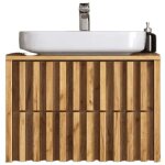 Swiss aqua technologies - meuble de salle de bain sous lavabo sat delano 80x46 cm ch�ne mat (delano80zdde) ...