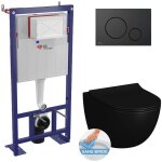 Swiss aqua technologies - pack wc bti - autoportant + wc infinitio noir mat sans bride et fixations ...