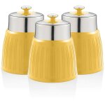 Swan - swka1024yeln retro set 3 botes de rangement cuisine 1, 2l hermtiques pour ptes riz, vintage ...